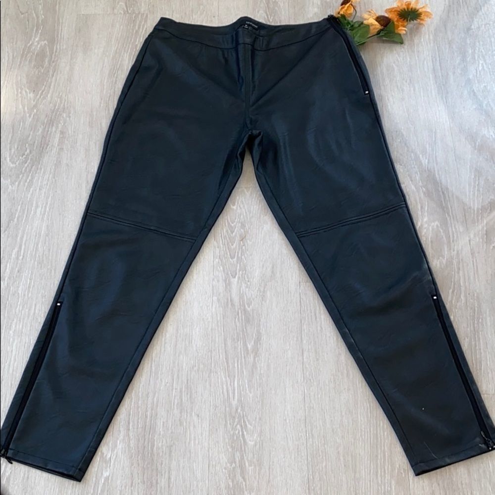 Harve Benard  Zip Ankle Vegan‎ Leather Pants Black